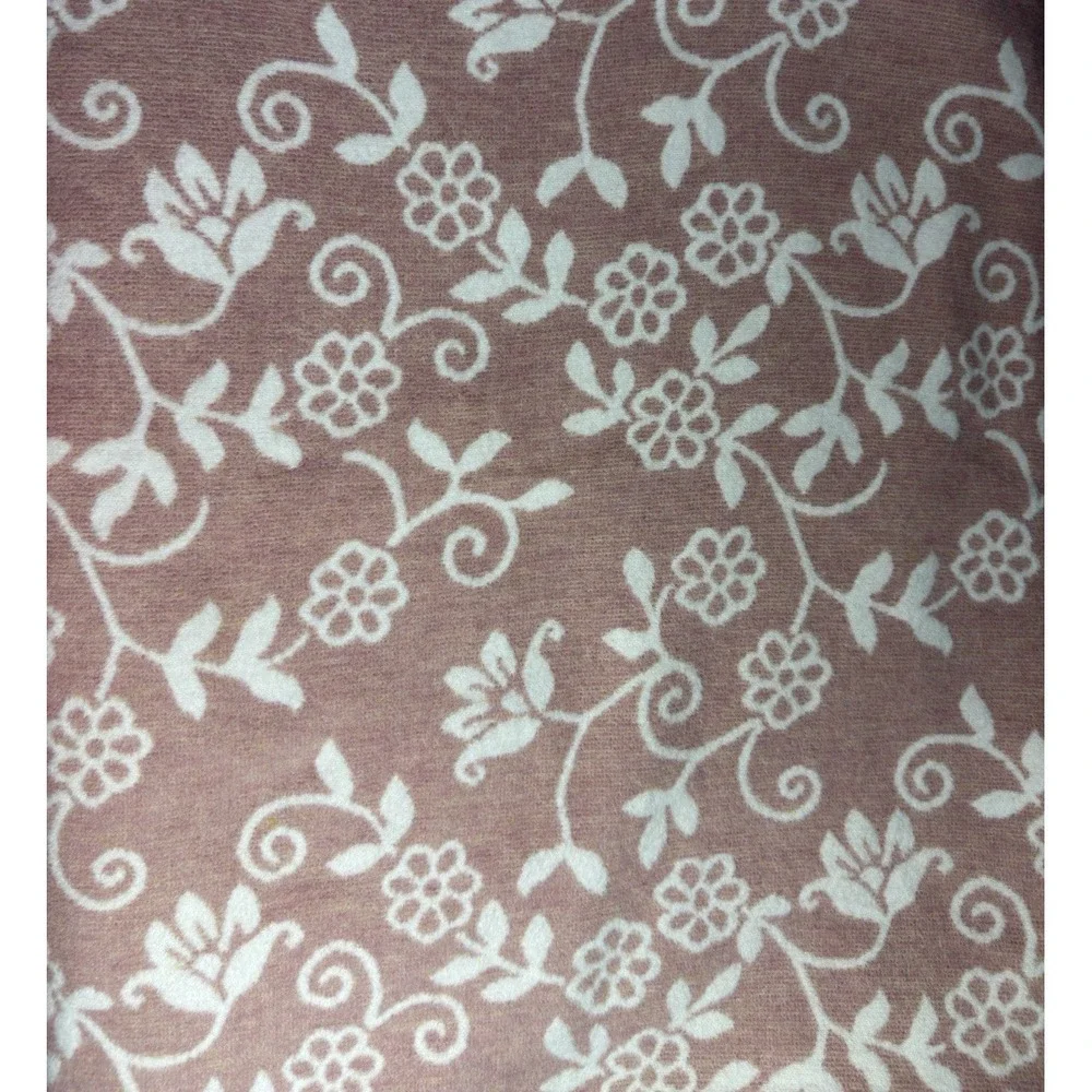 Docofil Throw Blanket Floral Pink White Reversible Portugal Cotton Blend